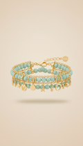 Mint Wash Layered Charm Bracelet with Gold-Plated Hardware