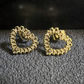 Gold rhinestone open heart stud earrings
