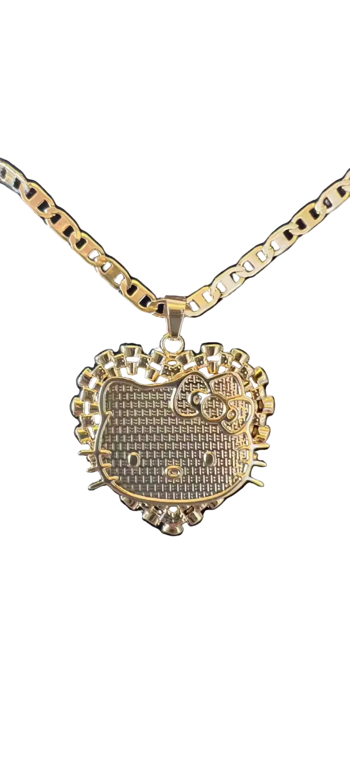 Gold-Tone Kitty Heart Pendant Necklace