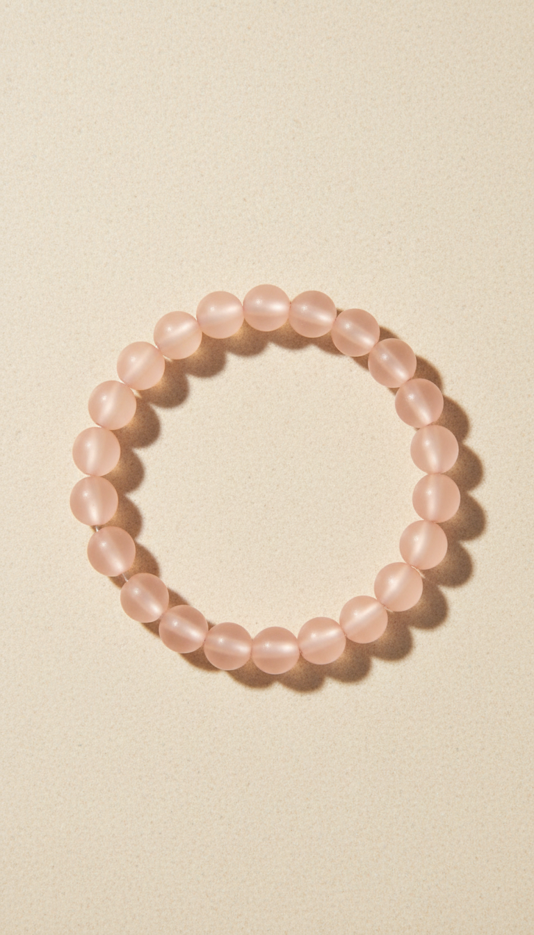 Blush Peach Glass Bead Stretch Bracelet