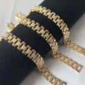 Gold watch-link bracelets in slim and wide widths